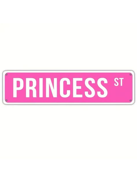 1pc Princess St Pink Metal Tin Sign 16 X 4 Inch Funny Signs For Dorm, Teen Room Decor, Aesthetic Room Decor, Cute Room Decor For Teen GirlsI discovered amazing products on SHEIN.com, come check them out! Room Decor Girly Pink, Pink Room Inspo Baddie, Things To Print For Your Room, Girly Signs, Preppy Diy Room Decor, My Room Sign, Teen Room Decor Aesthetic, Pink Dorm Room Decor, Signs For Room