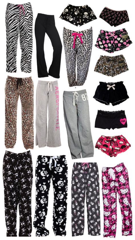 #outfitinspo #pyjama #pyjamas #hellokitty #skulls #zebra #shorts #outfit #pjs Pjs Y2k, 2000s Pjs Outfits, Y2k Outfits Pajamas, Cute Pj Pants Outfit, Scene Pjs, Pjamamas Outfit Y2k, 2000s Pjs Aesthetic, Y2k Pyjamas, Trashy Y2k Pjs