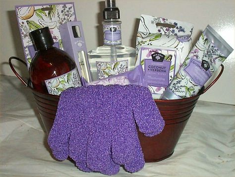 Coconut Verbena Gift Basket Coconut + Verbena Ladies Spa Bath Gift Basket       Thanks for looking This Gift Basket Comes In a beautiful Tin Flower Pot Contains Coconut + Verbena Moisturizing Body wash Body Oil , Bath Fizzer Pump Hand Wash Facial Wipes , Body Cream wash Exfoliating Bath & Shower Gloves Accpet Pay Pal. Buyer to pay shipping. from Zipcode 84123. I ship Fedex Ground Or USPS Buyer must complete sale within 3 days, or transaction will be void, and Item will be relisted. And we will f Mama Mia Gift Basket, Diy Gift Basket For Women, Liquor Cakes, Tin Flower Pots, Raffle Gift Basket Ideas, Beauty Bundles, Soap Gift Basket, Shower Gloves, Bath Gift Basket