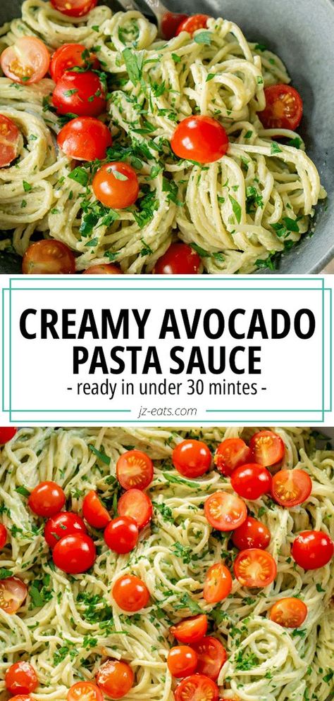 Creamy Avocado Pasta Sauce (quick and easy!) Greek Yogurt Pasta Sauce, Avocado Pasta Sauce, Greek Yogurt Pasta, Avocado Recipes Pasta, Avocado Sauce Pasta, Creamy Avocado Pasta, Avocado Pasta, Protein Pasta, Avocado Pesto