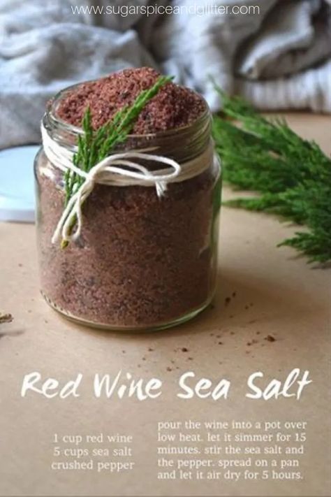 Wine Infused Salt, Infused Salt Recipes Gift Ideas, Unique Spice Blends, Wine Salt Recipe, Infused Salt Recipes, Herb Salts, Flavored Salts Recipes, Infused Salts, Herb Salt Recipe