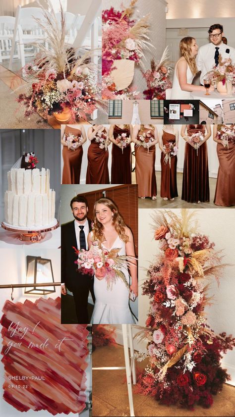 wedding collage KCMO La Villa pink terracotta rust Terracotta And Dusty Pink Wedding, Magenta And Rust Wedding, Copper And Pink Wedding, Desert Rose And Rust Wedding, Rust Burgundy Pink Wedding, Cinammon Rose Wedding Decorations, Terracotta Pink Wedding, Rusting Wedding, Wedding Collage