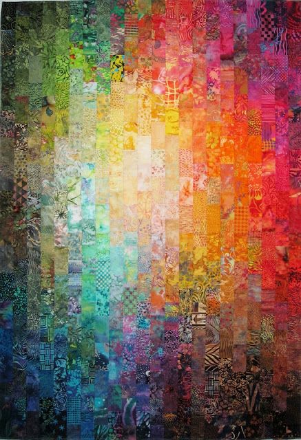 Gradient Quilts, Gradient Quilt, Exuberant Color, Watercolor Quilt, Color Gradients, Bargello Quilts, Postage Stamp Quilt, Landscape Art Quilts, Abstract Quilt