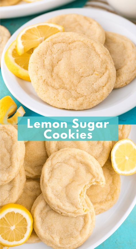 With over 1.5 million views and counting, this lemon sugar cookies recipe is one of the most popular cookie recipes on my website, and for good reason! These soft lemon sugar cookies can be made with one bowl, are thick, chewy and easy to freeze. Chewy Lemon Sugar Cookies, Lemon Yogurt Cookies, Soft Lemon Sugar Cookies, Ultra Easy Lemon Cookies, Lemon Zest Cookie, Sugar Cookie Recipe No Baking Powder, Sugar Free Lemon Cookies, Soft Lemon Cookies, Lemon Cookie Recipe