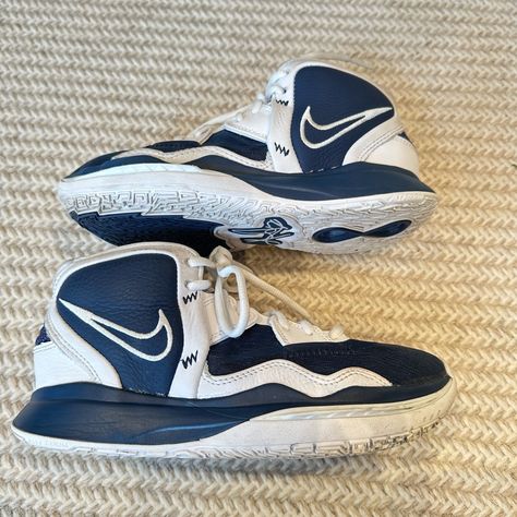 Nike Kyrie Infinity Team Navy And White Basketball Sneakers. Big Boy Size 3.5. Run Small. Worn Only Three Times In A Gym For Practice. Never Worn Outside. Nike Kyrie Infinity, Kyrie Infinity, White Basketball, Nike Kyrie, Basketball Sneakers, A Gym, Big Boy, Kids Nike, Big Boys