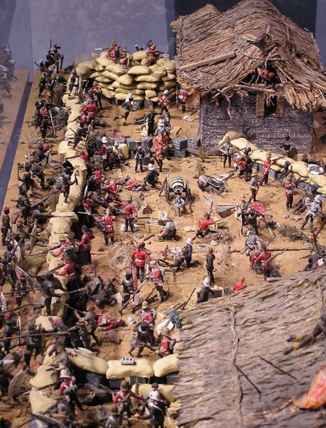 Miniature Model Dioramas, Rorkes Drift, Rorke's Drift, Airfix Models, Plastic Toy Soldiers, Model Diorama, Military Action Figures, Model Maker, Model Tanks