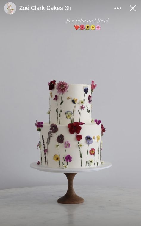 Wedding Cake Colourful Flowers, Tea Party Wedding Cake, Bright Floral Wedding Cake, Wedding Floral Cake, Two Tier Floral Wedding Cake, Floral Bridal Shower Cake, One Tier Wedding Cake With Flowers, Cake Flower, Wildflower Cake