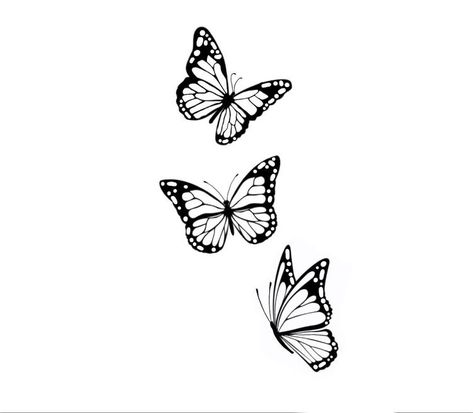 Healed Butterfly Tattoo, 3 Butterfly Tattoo Designs, Landing Butterfly Tattoo, Tiny Tattoos Butterfly, Simplistic Butterfly Tattoo, 3 Butterflies Tattoo, 3 Small Butterflies Tattoo, Tattoos Healing, Three Butterflies Tattoo