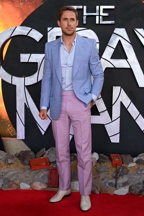 It's... okay? The post Ryan Gosling Has Chosen Muted Pastels first appeared on Go Fug Yourself. Ryan Gosling Pink Suit, Ryan Gosling Fashion, Ryan Gosling Style, Blonde Baby Boy, Muted Pastels, Ken Carson, Fancy Clothes, White Dress Shoes, Tilda Swinton