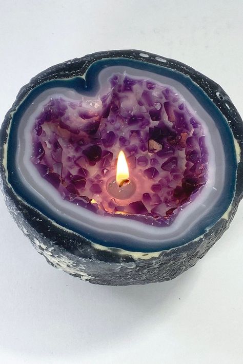 “Learning to be present with yourself and to abide in that which is steady and comfortable does not allow space for self-judgment. When you live this way, you are practicing yoga: you are living fully.” — Judith Hanson Lasater #amethystambercandles #throatchakra #ritual #gemstones #geodecandle #geode #agate #cozyhome #minerals #crystalhealing #altar #aquamanine #crystalgeode #hyggehome #naturaldecor #wisiwabi #abstractart #etsy #amethystgeode #healingstones #homevibe #homedecor #yoga Geode Candle, Amethyst Candle Holder, Chakra Decor, Amethyst Candle, Crystal Place, Dinner Candle, Baton Rouge Louisiana, Crystal Geode, Romantic Dinner