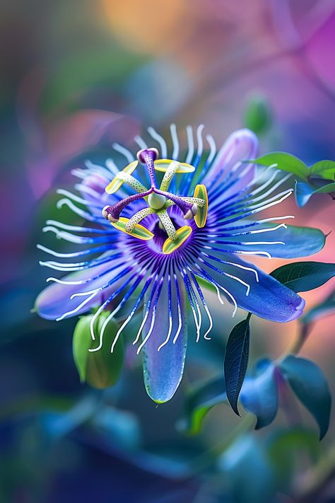 Passion Flower is renowned for its intricate and exotic blooms. The captivating petals usually feature a mix of purple, blue, and white, with striking filaments at the center. It's not just ornamental, but the vines also bear edible fruits known as passionfruits.  Light: Full sun to partial shade. Water: Keep soil evenly moist. Soil: Well-drained, fertile soil. Temperature: 60-80°F (15-27°C). Humidity: High humidity preferred. Fertilizer: Use a balanced fertilizer every 4-6 weeks during the growing season.Great for trellises, pergolas, or as a unique garden focal point.  #passionflower #exoticblooms #gardenbeauty #floralart Passion Flower Plant, Garden Focal Point, Purple Passion Flower, Passion Fruit Flower, Blue Passion Flower, Slipper Orchid, Blue Morning Glory, Lady Slipper Orchid, Nice Flower