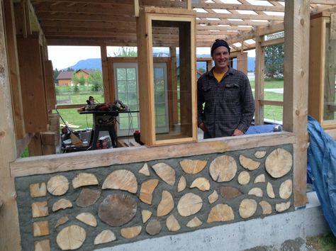 Cordwood greenhouse...Day One! Cordwood Greenhouse, Green Wall Garden, Cordwood Homes, Different House Styles, Front Yard Landscaping Australian, Pathway Landscaping, Mud House, Backyard Fireplace, Front Yard Landscaping Plans