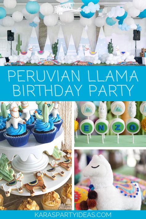 Peruvian Llama Birthday Party via Kara's Party Ideas - KarasPartyIdeas.com Peruvian Theme Party, Peruvian Birthday Party, Alpaca Party Decorations, Llama Birthday Party Ideas, Peruvian Party, Llama Birthday Decorations, Llama Baby Shower Ideas, First Birthday Llama Theme, Llama Cookies