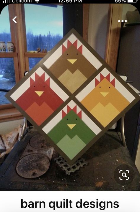 Chicken Barn Quilt, Barn Quilts Patterns, Storm At Sea Quilt, Quilt Boards, Chicken Barn, Wood Quilt, Hex Signs, Chicken Quilt, Sea Quilt