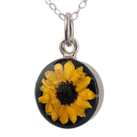 Sterling Silver Real Miniature Sunflower Pendant Necklace, 18' -- Learn more by visiting the image link. (This is an affiliate link) #NiceJewelry Real Sunflower, Sunflower Charm, Mini Sunflowers, Sunflower Pendant, Sunflower Necklace, Resin Flowers, Sterling Silver Flowers, Resin Pendant, Flower Necklace