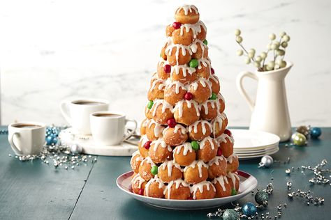 Make a statement with ease with our amazing Easy Cream Puff Tower recipe. This Easy Cream Puff Tower takes only 45 minutes to prep and tastes great! Cream Puff Tower, Cream Puffs Easy, Desserts Cupcakes, Chocolate Covered Peanuts, Christmas Food Ideas, Festive Desserts, Easy Cream, New Year's Eve Recipes, Cream Puff