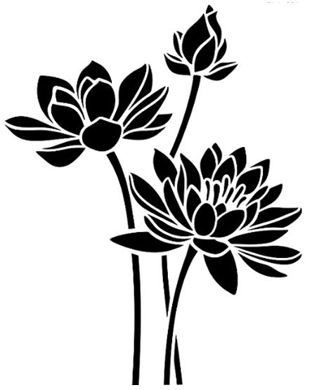 Black Stencil, Stencil Flowers Pattern, Flowers Stencil Patterns, Floral Stencils, Simple Stencil, Stencil Sablon, Pattern Stencil, Stencil Flower, Stencil Flowers