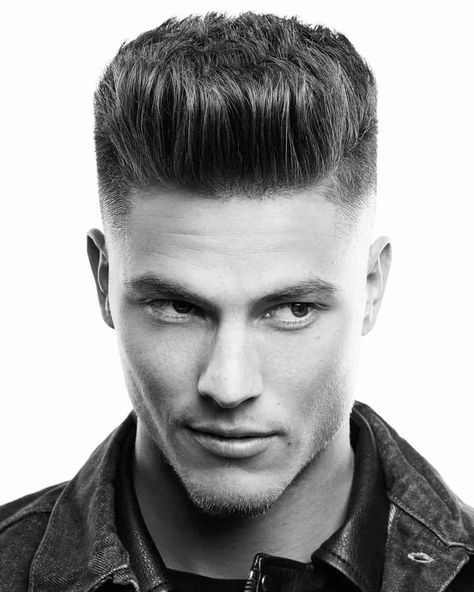 Man with standing up straight hair which looks like a flat top haircut. This hairstyle first appeared in the article: 6 Military Haircuts That Will Never Go Out Of Style, on MensFlair.com Military Buzz Cut, White Boy Haircuts, Military Haircuts Men, Military Haircuts, Military Haircut, Flat Top Haircut, Popular Mens Hairstyles, The Quiff, Shaving Beard