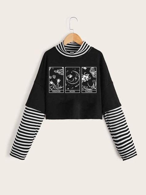 Cool Shirts For Girls, Blusas Crop Top, Lesbian Outfits, Hot Topic Dresses, Alt Clothes, Girls T Shirts, Future Clothes, Sweet Shirt, Girls Fall Outfits