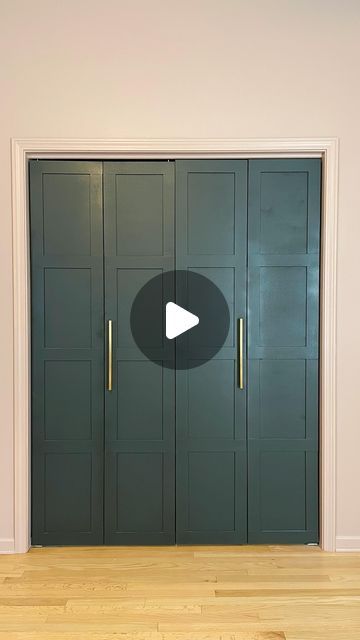 Lindzi Shanks — Marshmallow CEO ✨ on Instagram: "Reposting because I just realized my audio didn’t come through the first time! 

This project took 3 days & $250 for all 4 sets of doors. I’m obsessed with them & love that we could create something custom without throwing away the doors! #closetdoormakeover #bifolddoors #blackpaint #brasshardware #homeproject #diyhome #homedecor #diyhomedecor #girlswithpowertools #homerenovation #moodydecor #closetmakeover #beforeandafter #interiordesign #myhome" Door Update, Closet Door Ideas, 60s Home, Tv Walls, Closet Door Makeover, Indoor Ideas, Bifold Closet Doors, Bifold Barn Doors, Moody Decor