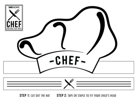 Chef Hat Template Free Printable, Chef Hat Template, Community Helpers Preschool Printables, Chef Printable, Chef Hats For Kids, Kids Activity Center, Community Helpers Preschool, Tutoring Business, Hat Template