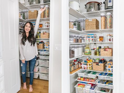 Pantry Remodel + Organization Elfa Pantry Ideas, Elfa Pantry, Bamboo Spice Rack, Diy Pantry Organization, Beautiful Pantry, House Pantry, Elfa Shelving, Pantry Containers, Organization Pantry