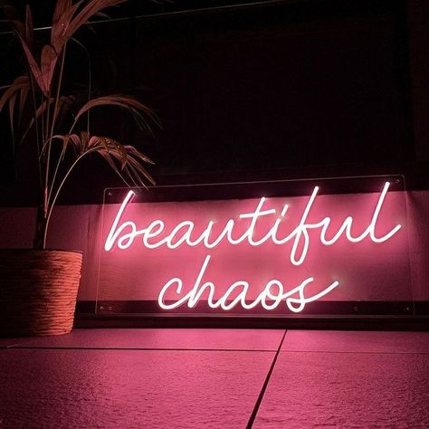 Chaos Aesthetic, Sign Installation, Neon Led Sign, Beautiful Chaos, Neon Decor, Neon Sign Bedroom, Acrylic Shapes, November 2, Sign Lighting