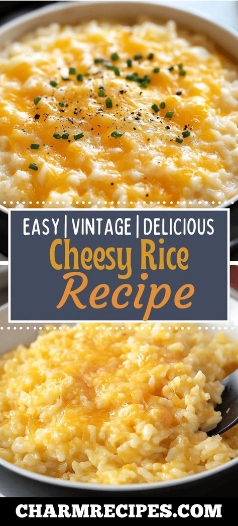 Cheesy Rice Easy Cheesy Rice Recipes, Cheesy Rice In Rice Cooker, Easy Dishes With Rice, Long Grain Rice Recipes Dinners, Cheesy Rice Recipes Side Dishes, Cheesy Rice Pilaf, Easy Recipes With White Rice, Ways To Make Rice Different, Rice Cooker Cheesy Rice