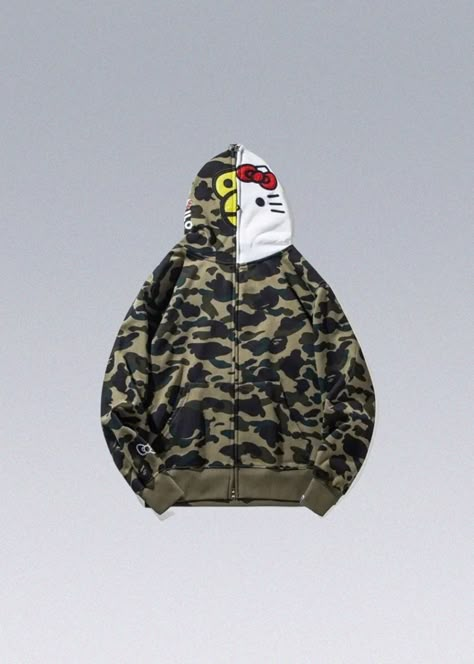 Hello Kitty x Bape Green Camo Hoodie This is a highly sought-after collaboration between Hello Kitty and Bape, resulting in a remarkable Green Camo Hoodie. The hoodie features a unique design that combines the iconic Hello Kitty character with Bape's renowned streetwear aesthetic. - Details: 100% Cotton Super high quality and details Delivery within 2 weeks - Size:(cm) Size M L XL 2XL 3XL Suitable Height 155-165cm 165-175cm 170-180cm 175-185cm 180-190cm Suitable Weight 40-50kg 50-60kg 60-70kg 70 Hello Kitty Bape Hoodie, Tuff Hoodies, Bape Hoodie Aesthetic, Cute Birthday Outfits For Winter, Bape Hello Kitty, Bape X Hello Kitty, Basic Baddie Outfits, Dope Fall Outfits, Black Sp5der Hoodie