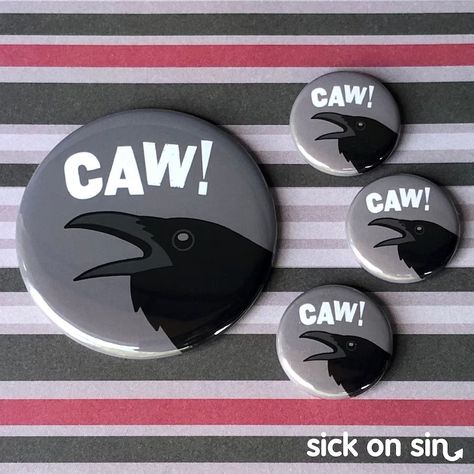 CAW Raven Pin, Button, Magnet, Bottle Opener, Pocket Mirror, Keychain Crow Bird Lover Creepy Cute Flair Accessory Halloween Goth - Etsy Mirror Keychain, Magnetic Bottle Opener, Halloween Goth, Crow Bird, Button Magnets, Bird Watchers, Bottle Opener Keychain, Pin Button, Metal Keychain