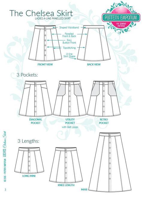 Paneled Skirt Pattern, A Line Skirt Pattern, Sewing Patterns Skirt, Skirt Pattern Free, Sewing Coat, Trendy Sewing Patterns, Skirt Ideas, Button Front Skirt, Skirt Patterns