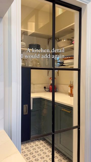 Kitchens By Holloways on Instagram: "Crittal sliding doors are a beautiful addition to any space - shown here wonderfully enabling a glimpse into the pantry #interiors #bespokekitchen #madeinengland @emilypickettdesign" Crittal Sliding Doors, Crittal Sliding Door, Crittall Doors, First Home Together, Home Together, London Apartment, Our First Home, Utility Room, First Home