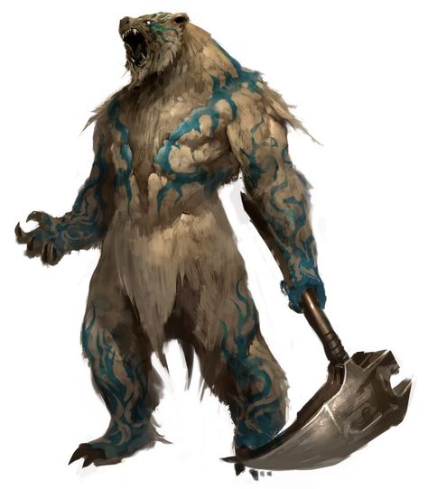 *Guunter, human, druid. Currently trapped in his animal form as a mystic war bear. Member of the renegade elite team *King's Steel. Heroic Fantasy, Fantasy Creature, Guild Wars, Fantasy Monster, Fantasy Warrior, 판타지 아트, Creature Concept, Monster Art, Dnd Characters