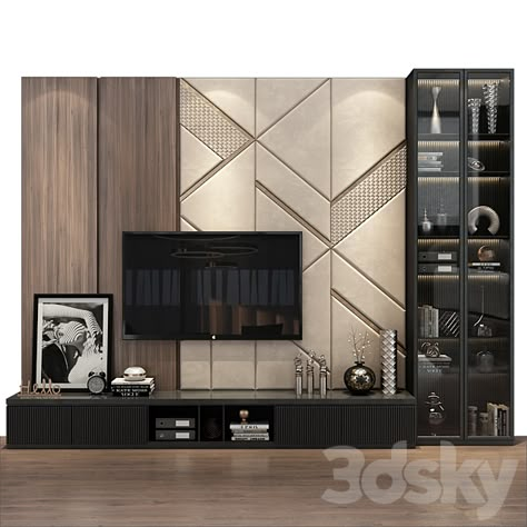 TV shelf 0561 - TV Wall - 3D Models Tv Wall Unit Ideas, Wall Unit Ideas, Tv Cabinet Wall Design, Living Room Tv Cabinet Designs, Tv Unit Designs, Tv Wall Panel, Tv Wall Ideas, Lcd Panel Design, Lcd Units