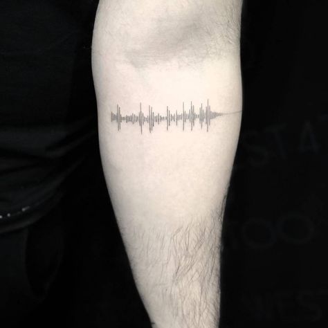 Voice Tattoo, Sound Wave Tattoo, Wave Tattoo Wrist, Wave Tattoos, Small Quote Tattoos, Wave Tattoo, Wrist Tattoos For Guys, Inner Forearm, Note Tattoo