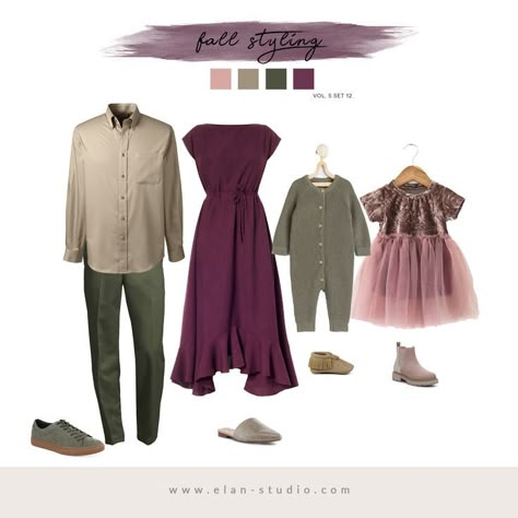 What to Wear: Fall Family Photography Session Elan Studio www.elan-studio.com Vol 5. Set 12 Olive, Tan, Mauve, Plum Family Pictures Purple Outfit Ideas, Mauve And Green Family Pictures, Plum Color Family Photos, Purple Fall Picture Outfits, Family Photos Plum Color Palettes, Family Photos Purple Color Palettes, Dark Purple Family Pictures Outfits, Red Couch Family Photos, Plum And Olive Outfit