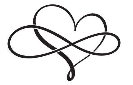 Heart And Infinity Tattoo, Heart With Infinity Tattoo, Calligraphy Vintage, Love Symbol Tattoos, Flourish Calligraphy, Infinity Tattoo Designs, Tattoos Infinity, Dog Paw Tattoo, Party Tattoos