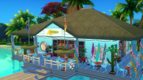 🐟Juicenet cafe - aniwonders H2o Just Add Water, Sims Cc, Sims 4, Beach House, Google Images, Cafe, Tumblr, Building