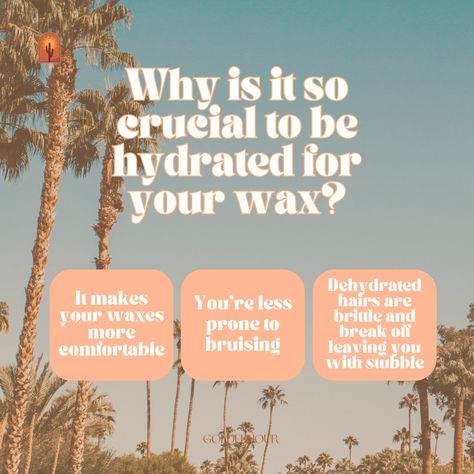 If you want an easy, clean, wax drink up! 💦 When we wax, we're pulling your hair out from the root. If the hair is brittle, it'll snap off instead. Drinking enough water will also make your waxes easier. Drink enough water and use your serums to moisturize your skin and hair. Then enjoy faster, better, waxes 🧡 #brazilianwaxing #whiterockwax #whiterockbrazilian #vancouverwax #southsurreywax #bodywaxing #bodypositivewax #goldenhourbeautybar #whiterocksmallbusiness #yvrsmallbusiness #suppor... Waxing Content Ideas, Waxing Content, Wax Suite, Waxing Vs Shaving, Waxing Room, Wax Studio, Esthetician Business, Waxing Tips, Room Checklist