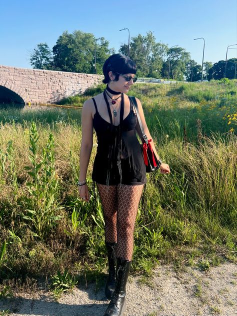 Big Necklace Outfit, Black Pixie Cut, Big Boots, Black Pixie, Necklace Outfit, Big Necklace, Necklace Big, Owl Necklace, Edgy Style