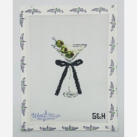 Party Martini | West Village Knit & Needle Crown Royal Whiskey, West Village Apartment, Vintage Needlepoint, Needlepoint Designs, Needlepoint Patterns, West Village, Craft Box, Needlepoint Canvases, Diy Style