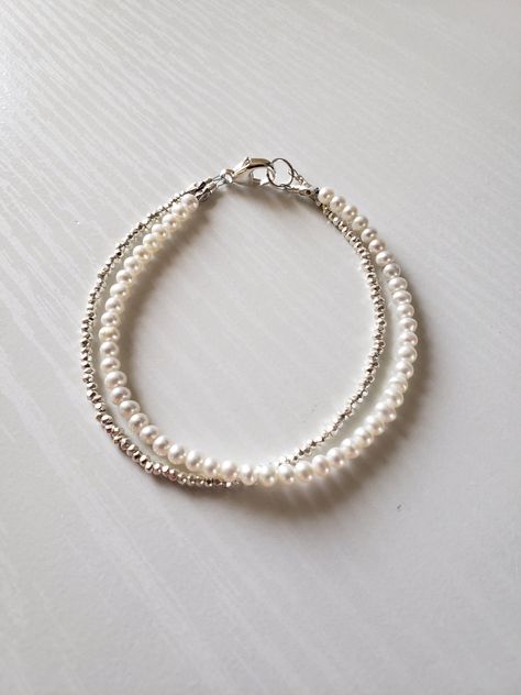 AAAA++ Double Stranded Pearl, Hill Tribe Silver Bracelet | Bridal Jewelry, Wedding Jewelry | June Birthstone | Gift Boxed Beautiful Wedding Jewelry, Blue Topaz Bracelet, Pearl Bridal Jewelry, Emerald Bracelet, Bracelet Pearl, Hill Tribe Silver, Jewelry Minimalist, June Birthstone, Sea Glass Jewelry