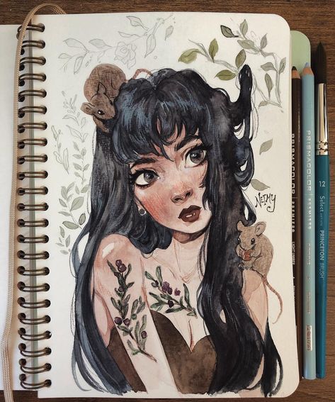 Traditional Art Style, Traditional Art Painting, Art Traditional, Paintings Art, Arte Sketchbook, Traditional Paintings, Art Drawings Sketches, Art Sketchbook, Traditional Art