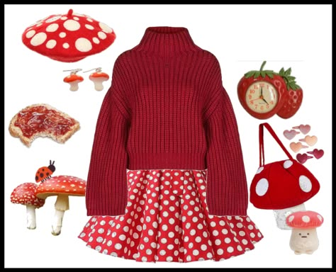 Mushroom!! Outfit | ShopLook Cottagecore Outfits Mushroom, Red Mushroom Outfit, Mushroom Themed Clothes, Mushroom Theme Outfit, Cute Mushroom Dress, Mushroom Hat Outfit, Mooshroom Cosplay, Mushroom Themed Outfit, Mushroom Core Aesthetic Outfits