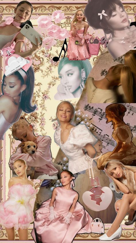 Pink Arianna grande,perfume, Ariana Grande Aesthetic Collage, Ariana Grande Aesthetic Wallpaper, Ariana Grande Collage, Ariana Grande Aesthetic, School Collage, Wicked Musical, Ariana Grande Fans, Collage Board, Music Collage