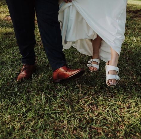 Birkenstock Wedding Shoes, Wedding Dress With Birkenstocks, Bride Birkenstocks, Birkenstock Wedding, Bridal Birkenstocks, White Birkenstocks Wedding, Birkenstocks Wedding Shoes, Wedding Birkenstocks Bride, Wedding Birkenstocks