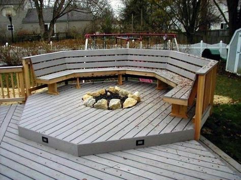 Top 50 Best Deck Fire Pit Ideas - Wood Safe Designs Fire Pit On Wood Deck, Outside Fire Pits, Deck Fire Pit, Cool Fire Pits, Wedding Backyard, Fire Pit Furniture, Fire Pit Swings, Wooden Deck, Fire Pit Seating