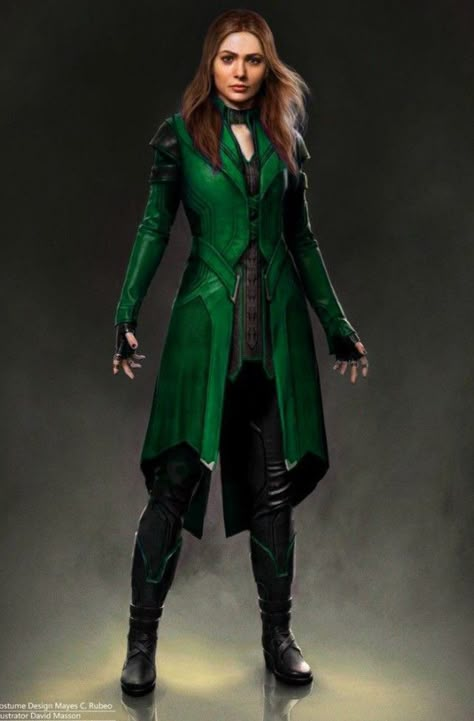 Supergirl Black Suit, Green Superhero Suit, Green Superhero, Scarlet Witch Costume, Superhero Suits, Super Suit, Super Hero Outfits, Witch Outfit, Marvel Entertainment