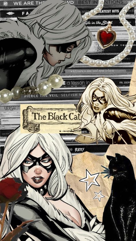 purrfect #blackandwhiteshuffle #blackcat #feliciahardy #spidermanscomic #blackcollage #vintagemoodboard Black Cat Marvel Wallpaper, Black Cat Fanart, Basilisk Anime, Blackcat Marvel, Black Catwoman, Felicia Hardy Black Cat, Spiderman Black Cat, Black Cat Felicia Hardy, Spiderman Black