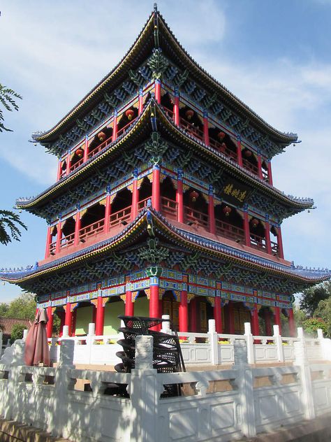 The views are excellent from this 18th century Buddhist pagoda in Hongshan (Red Hill) Park at Urumqi, Xinjiang, China. Urumqi China, Buddhist Pagoda, Xinjiang China, Chinese Pagoda, Urumqi, Red Hill, Hill Park, Silk Road, Central Asia